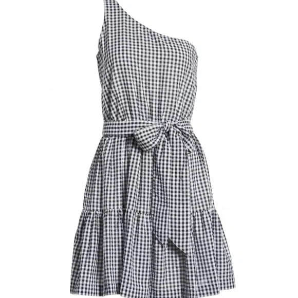 open lace back dress Irregular Plaid Lace Up One Shoulder Dress  GTHIC